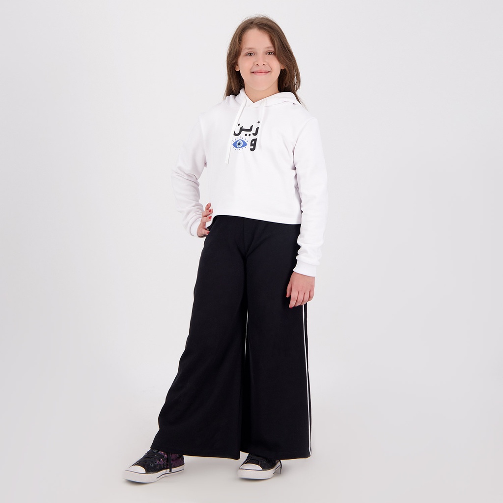 Jogger wide leg fille avec piping