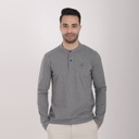 T-shirt col mao homme manches longues avec broderie