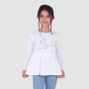 T-shirt fille manches longues avec volant مسرارة