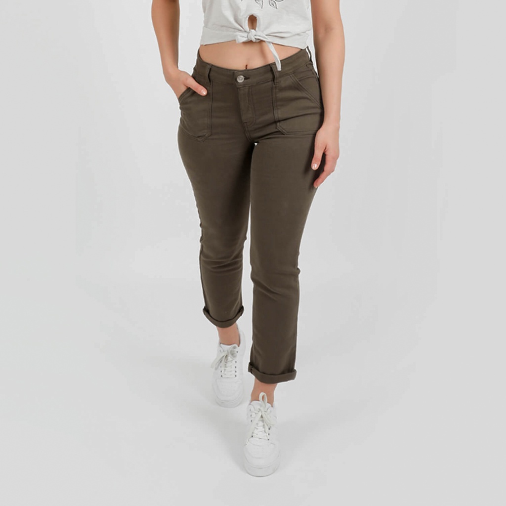 Pantalon slim femme avec poches plaquées