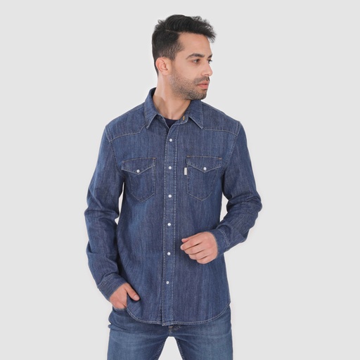 [01-010-09-045-K489-L] Chemise western homme en jeans - SHEMS (L)