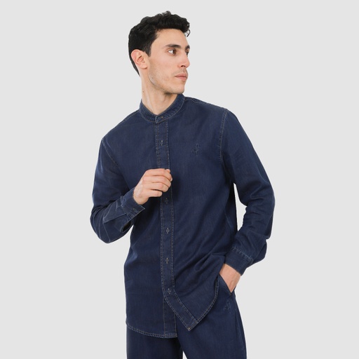 Chemise col tunisien homme en jeans - TAMIM