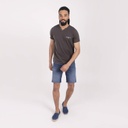 T-shirt homme manches courtes col tunisien et poche passepoilée