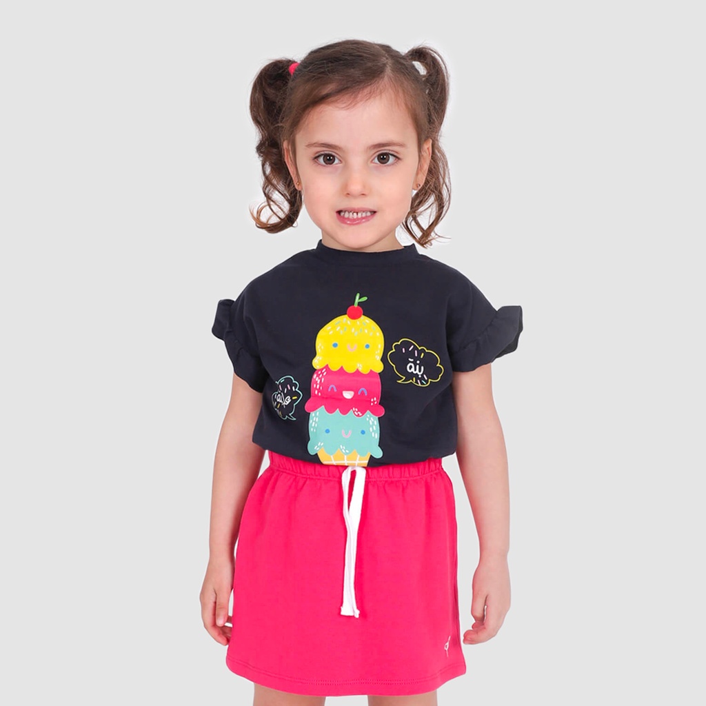 T-shirt bébé manches courtes avec volant بنَّة على بِنَّة