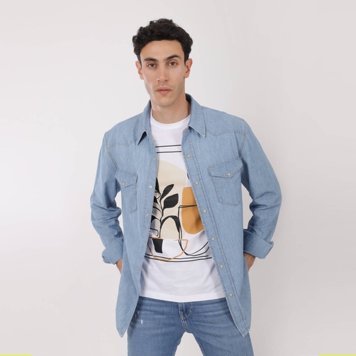[01-010-09-051-K412-L] Chemise western homme en jeans - SHEMS (L)