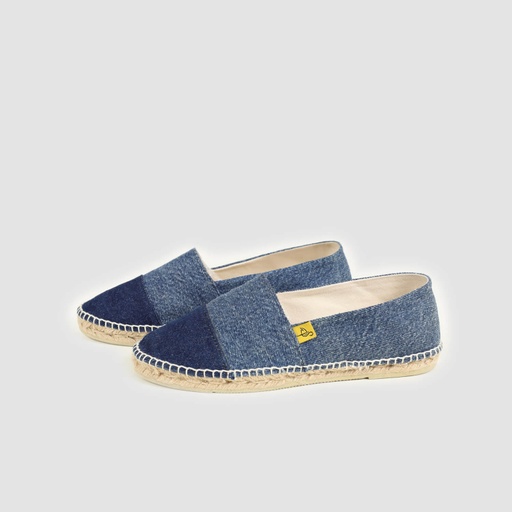 Espadrilles femme en jeans bi-couleurs