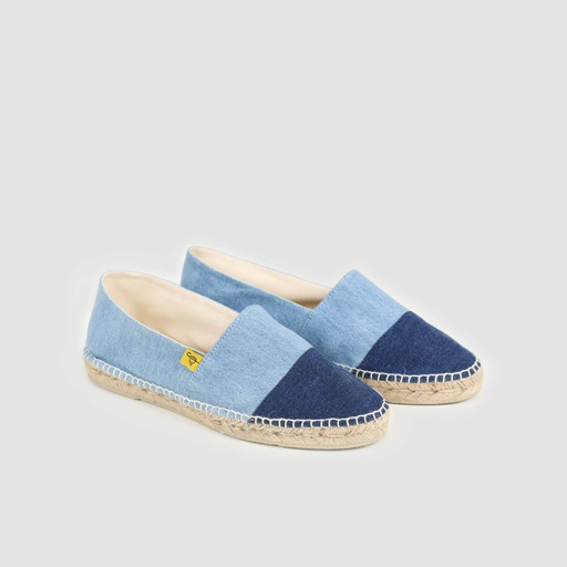 Espadrilles femme en jeans bi-couleurs