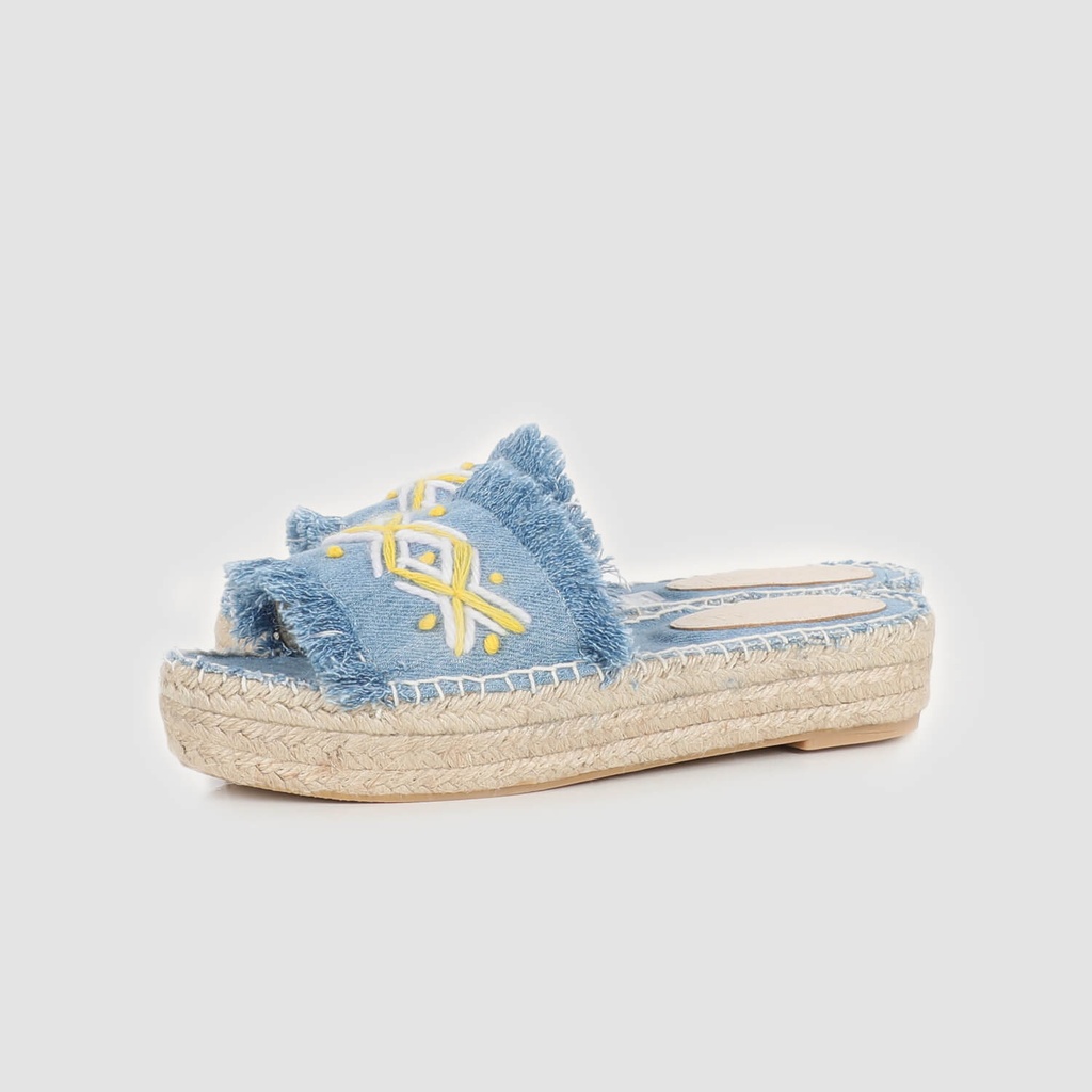 Sandales espadrilles femme en jeans avec motif berbère