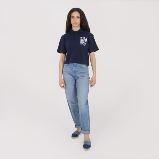 Polo crop femme manches courtes تطيب الحياة لمن لا يبالي