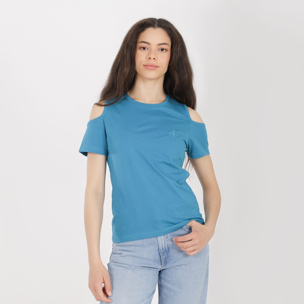 T-shirt femme manches courtes à épaules dénudées