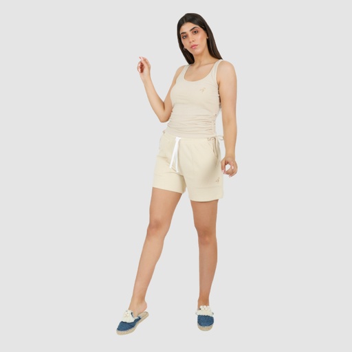 [05-010-18-053-K005-L] Short court femme avec poches plaqués (Beige, L)