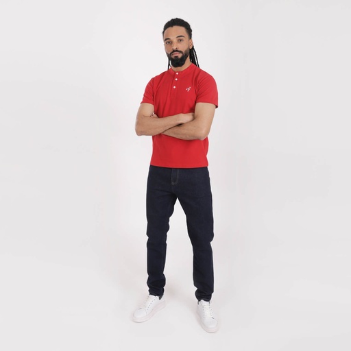 T-shirt homme manches courtes col tunisien en piqué