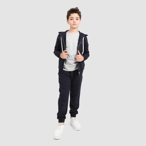 [05-010-43-043-K015-10/12A] Hoodie zippé garçon avec broderie (Bleu Marine, 10/12A)