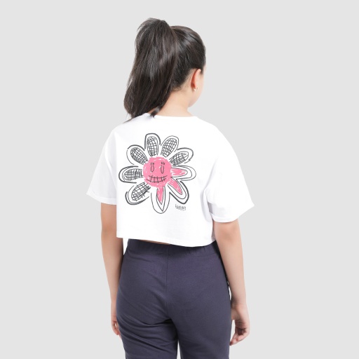 T-shirt crop fille manches courtes avec revers MISS ADORABLE