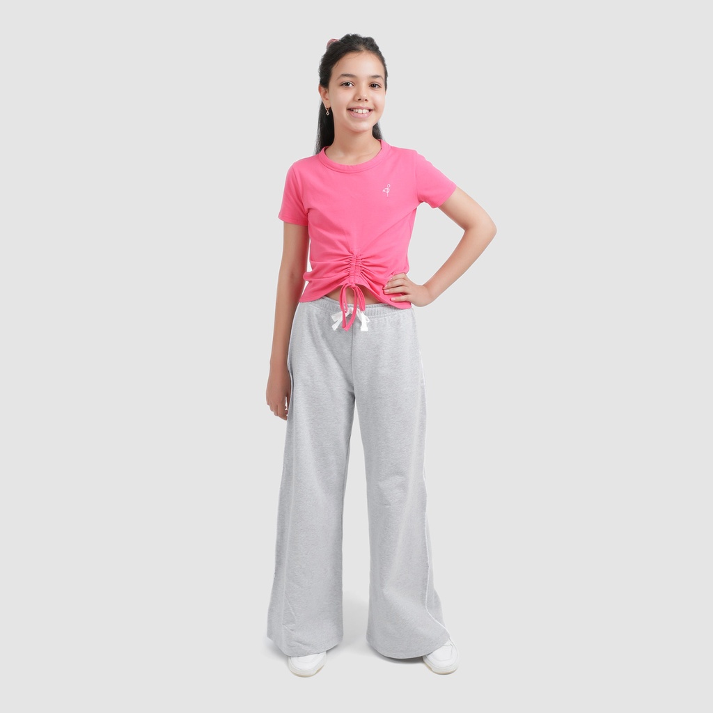 Jogger wide leg fille avec piping