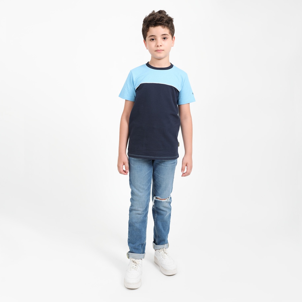 T-shirt garçon bi-couleurs avec pipping