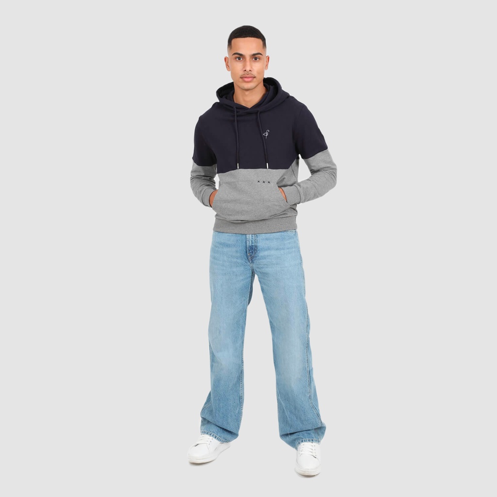 Hoodie homme bi-couleurs avec details broderie