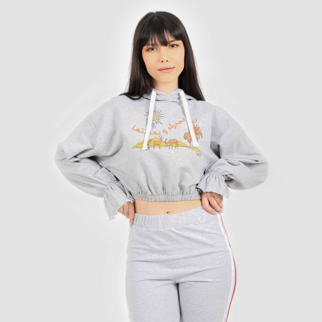 Hoodie femme manches poète زين الصحراء و بهجتها