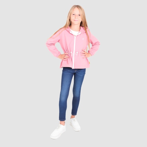 Hoodie zippé fille avec cordon de serrage