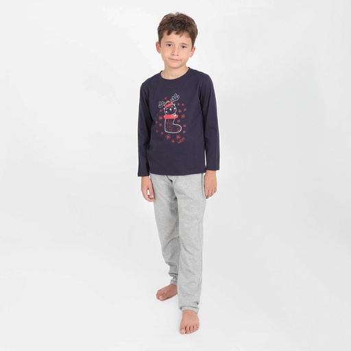 [05-010-16-251-K416-10/12A] Pyjama garçon manches longues CHAUSSETTE DE NOEL (10/12A)