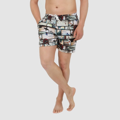 [05-010-13-034-K195-L] Short de bain homme court imprimé SURFING (L)