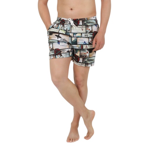[05-010-13-034-K195-L] Short de bain homme court imprimé SURFING (L)