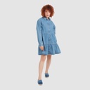 Robe chemise femme a volants en jeans- RAFLA