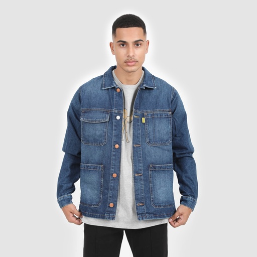 [01-010-10-054-K490-L] Workwear jacket homme en jeans-WAEL (Jeans Bleu Foncé, L)