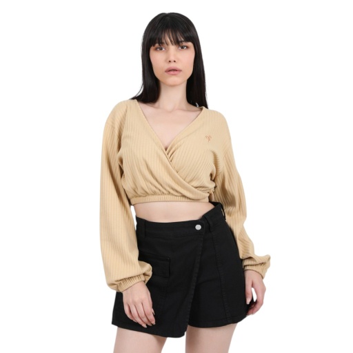 [05-010-122-001-K005-L] Cache coeur femme manches longues (Beige, L)