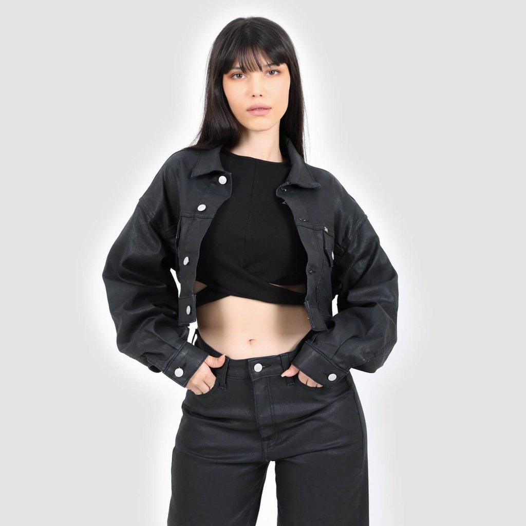 Cropped jacket femme effet cuir - KINDA