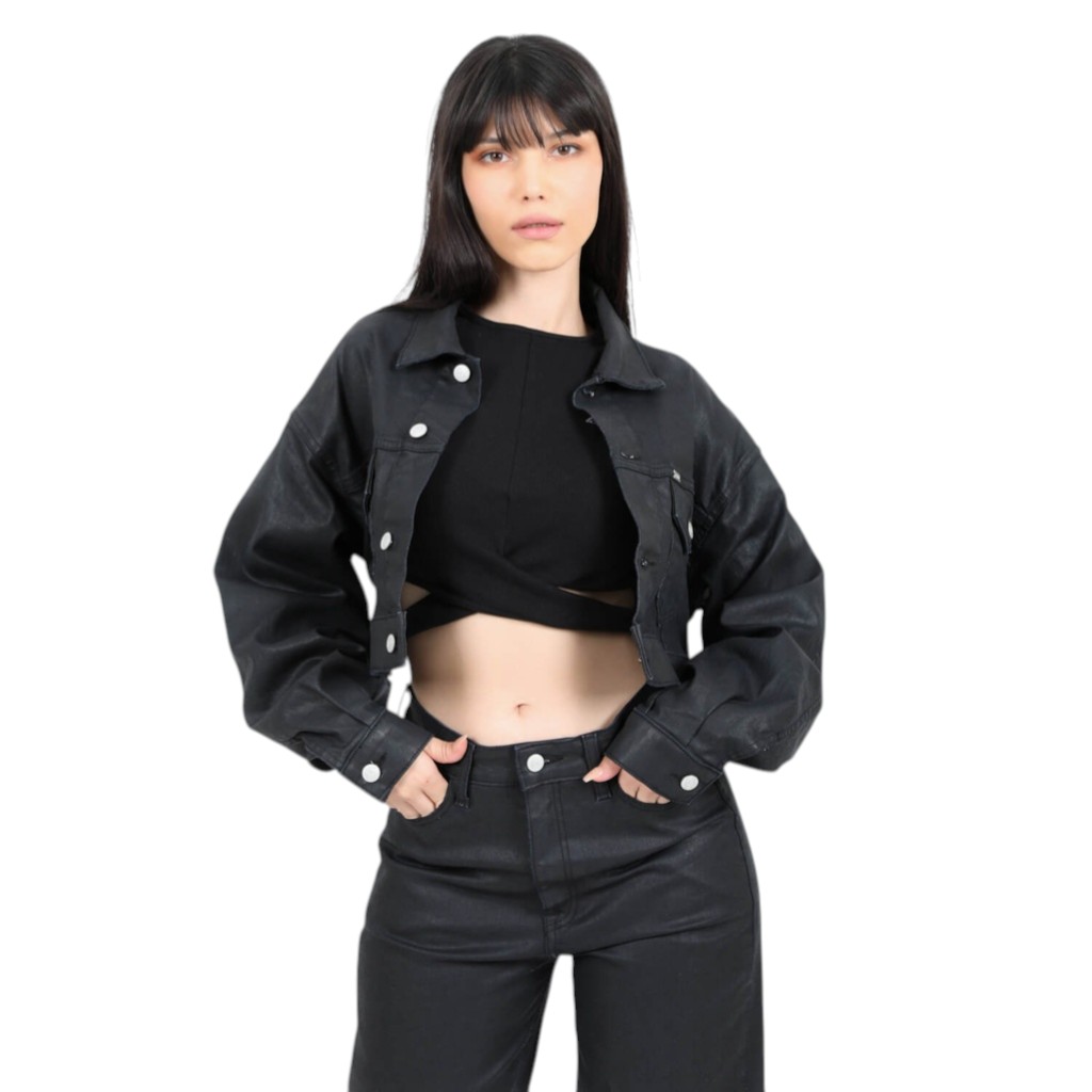 Cropped jacket femme effet cuir - KINDA