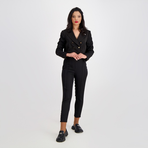 Blazer crop femme en chaine et trame