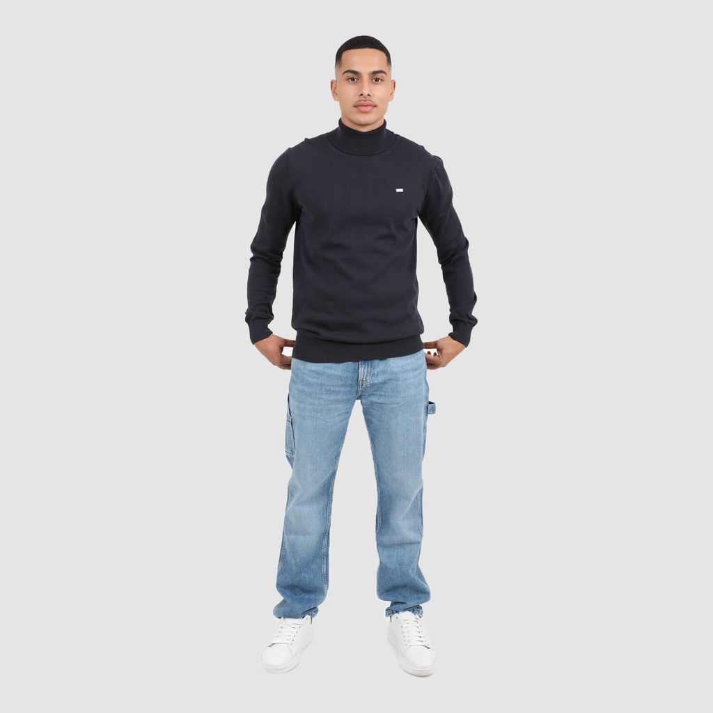 Pull homme col roulé en maille fine