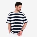 T-shirt oversized homme rayé manches courtes