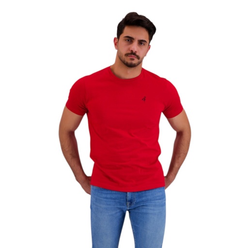 [05-010-02-538-K049-L] T-shirt homme manches courtes avec broderie (Rouge, L)