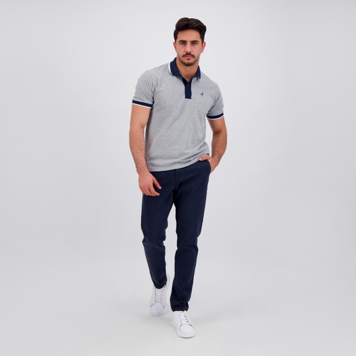 Polo homme manches courtes avec broderie et patte contrasté