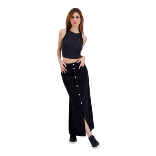 [05-010-59-006-K040-L] Top femme sans manches avec broderie (Noir, L)