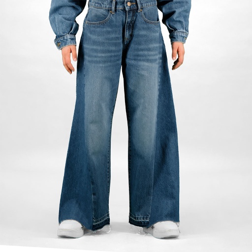[01-010-01-475-K419-10-12A] Baggy Jeans Unisexe Enfant Bi-couleurs (Jeans Bleu  Moyen, 10/12 A)