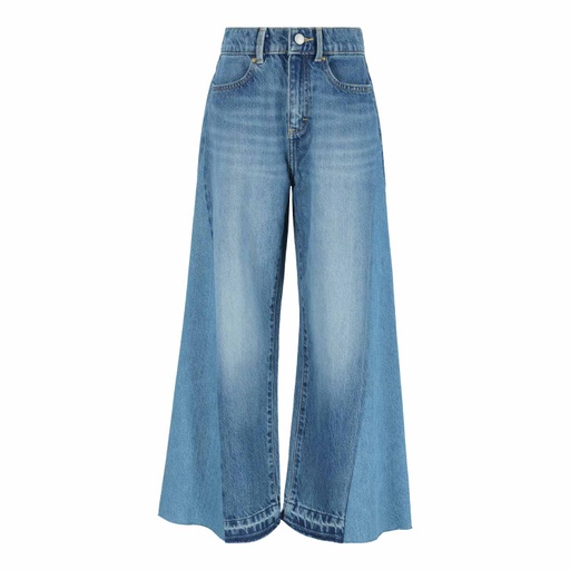 [01-010-01-475-K412-10-12A] Wide leg jeans unisexe bicouleurs (Jeans Bleu Clair, 10/12 A)