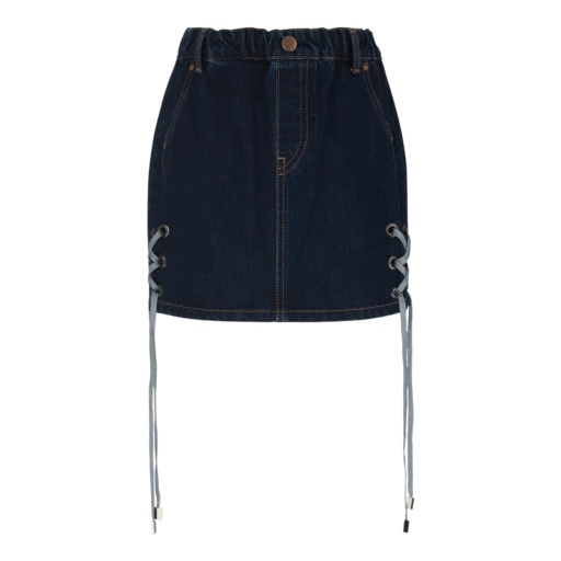 [01-010-21-020-K490-10-12A] Jupe fille en jeans avec lacets (10/12 A)