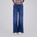 Wide leg jeans femme avec boutons pressions - WIDED