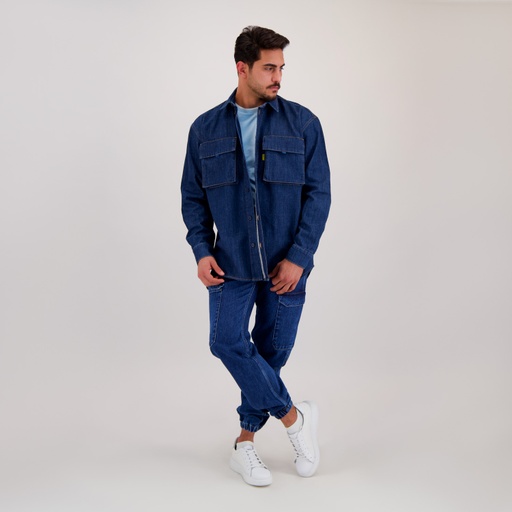 [01-010-09-073-K419-L] Chemise workwear homme en jeans - WAAD (Jeans Bleu Moyen, L)