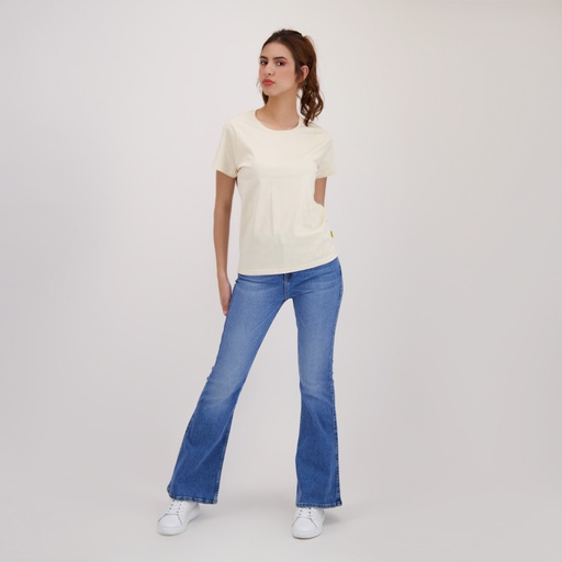 [05-010-02-575-K005-L] T-shirt femme manches courtes avec broderie (Beige, L)