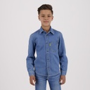 Chemise garçon avec poche poitrine en jeans