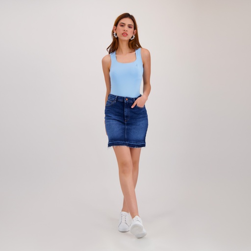 [05-010-03-063-K012-L] Body femme col carré sans manches avec broderie (Bleu Ciel, L)