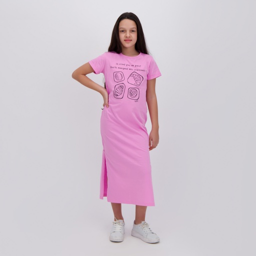 [05-010-17-092-K043-10/12A] Robe maxi fille manches courtes avec fente MARIE ANTOINETTE (10/12A)