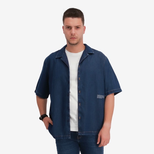 [01-010-09-081-K490-L] Chemise homme manches courtes en jeans - SHOKRI (L)