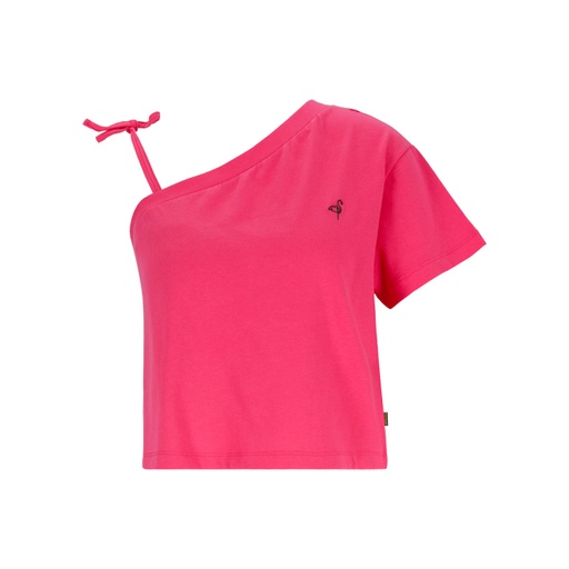 [05-010-02-596-K149-L] T-shirt femme manche dénudé avec broderie (Rose Fushia, L)