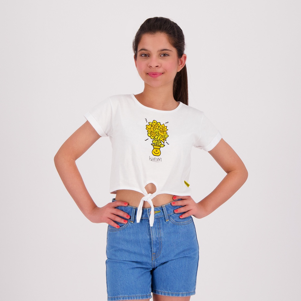 T-shirt sur taille fille avec nœud POT DE SMILEY