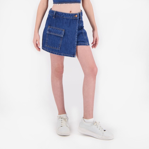 [01-010-21-029-K419-10-12A] Skort fille en jeans (10/12 A)